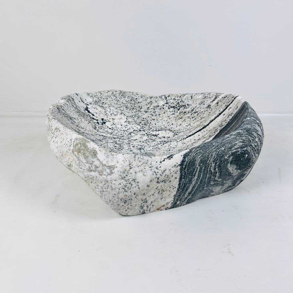 Heart Shaped Grey Dipped River Stone Sink