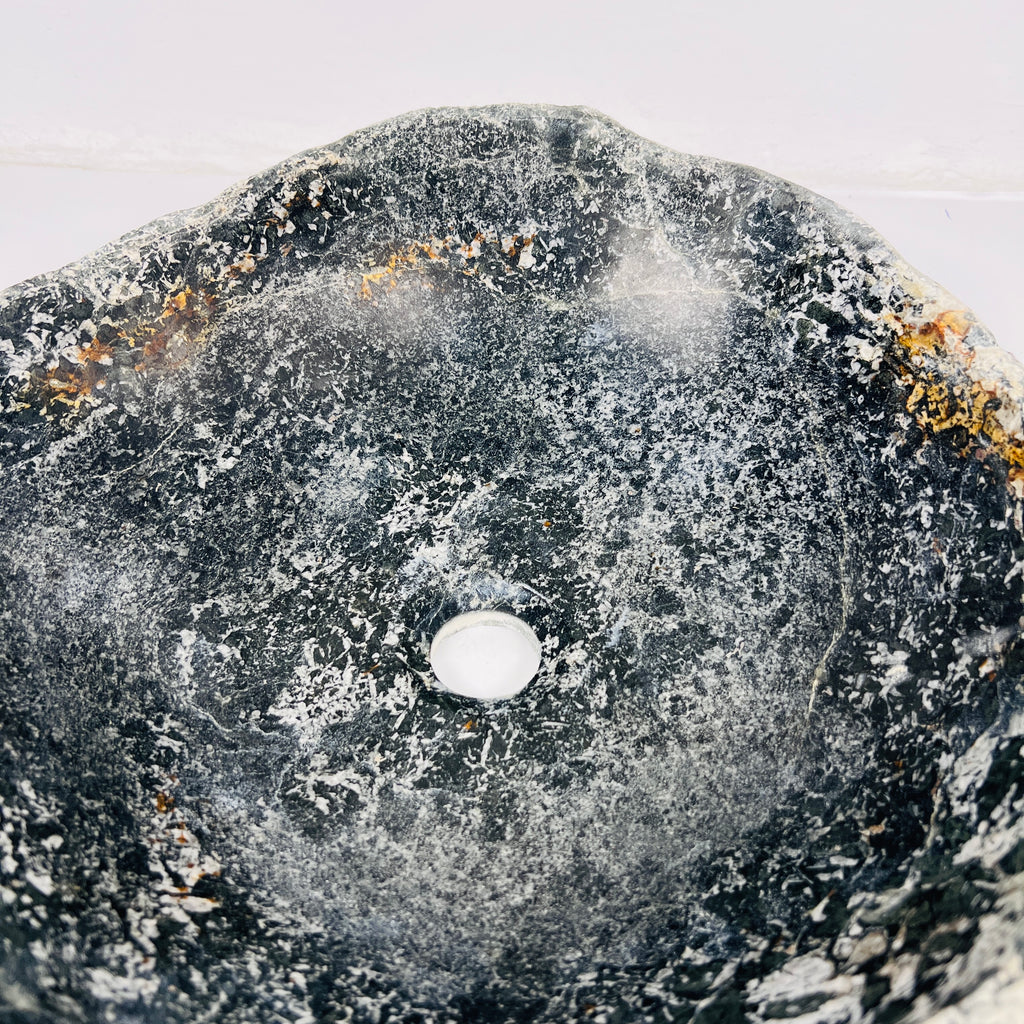 Black Glazed River Stone Sink