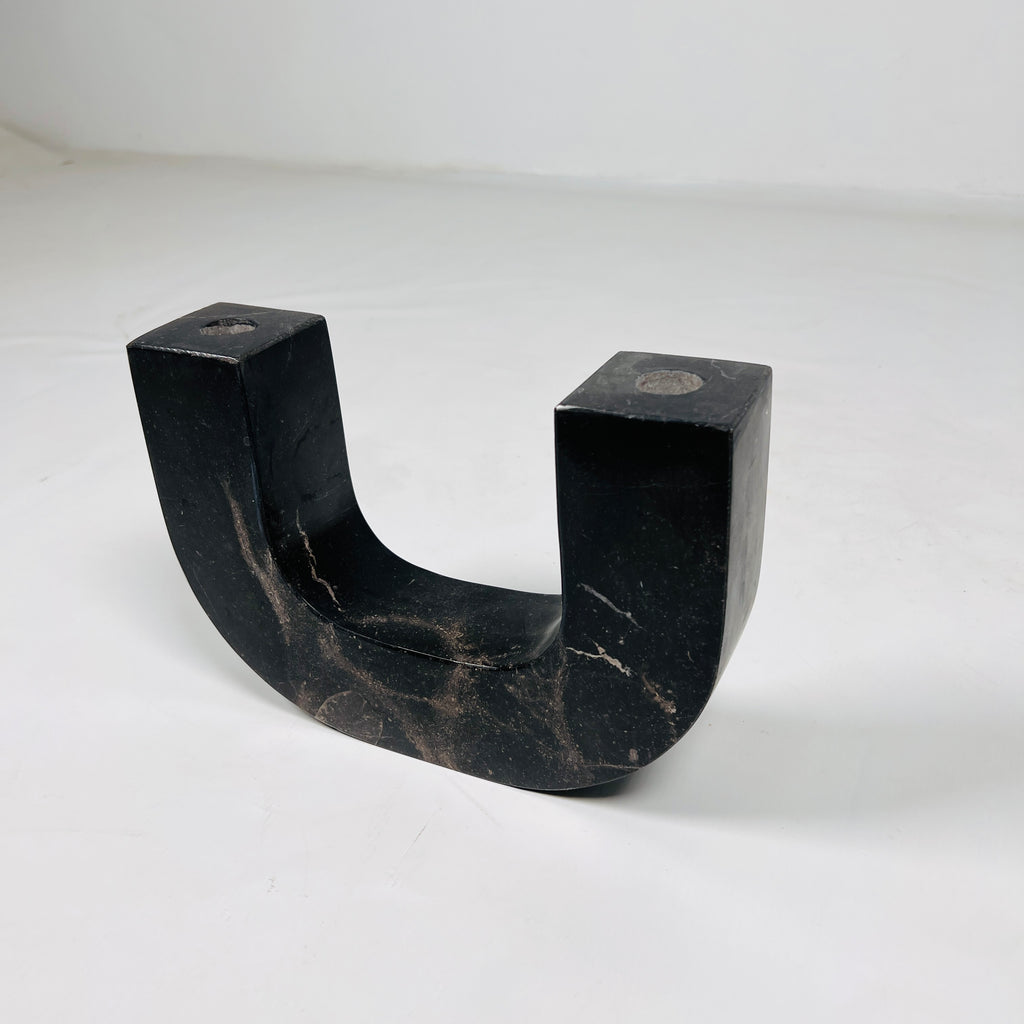 U-Shaped Black Marble Candle Stand