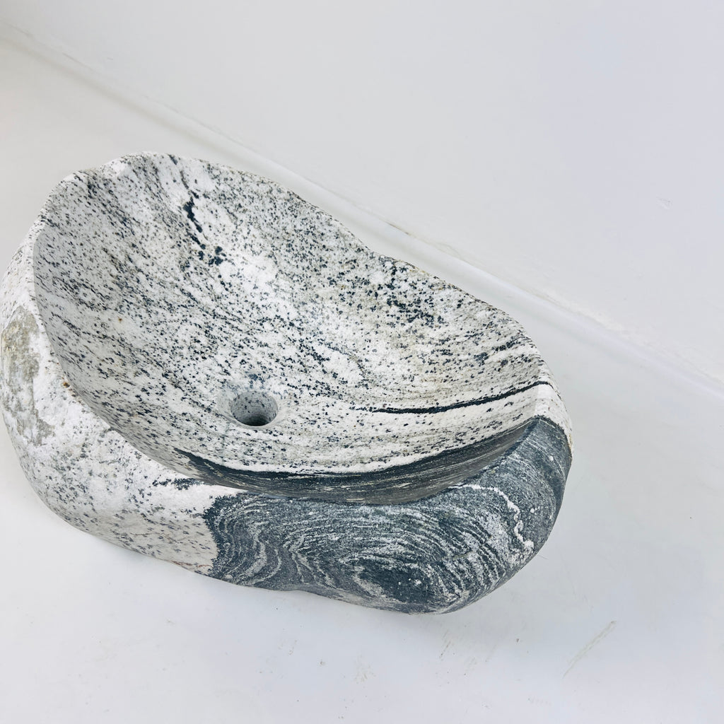 Heart Shaped Grey Dipped River Stone Sink