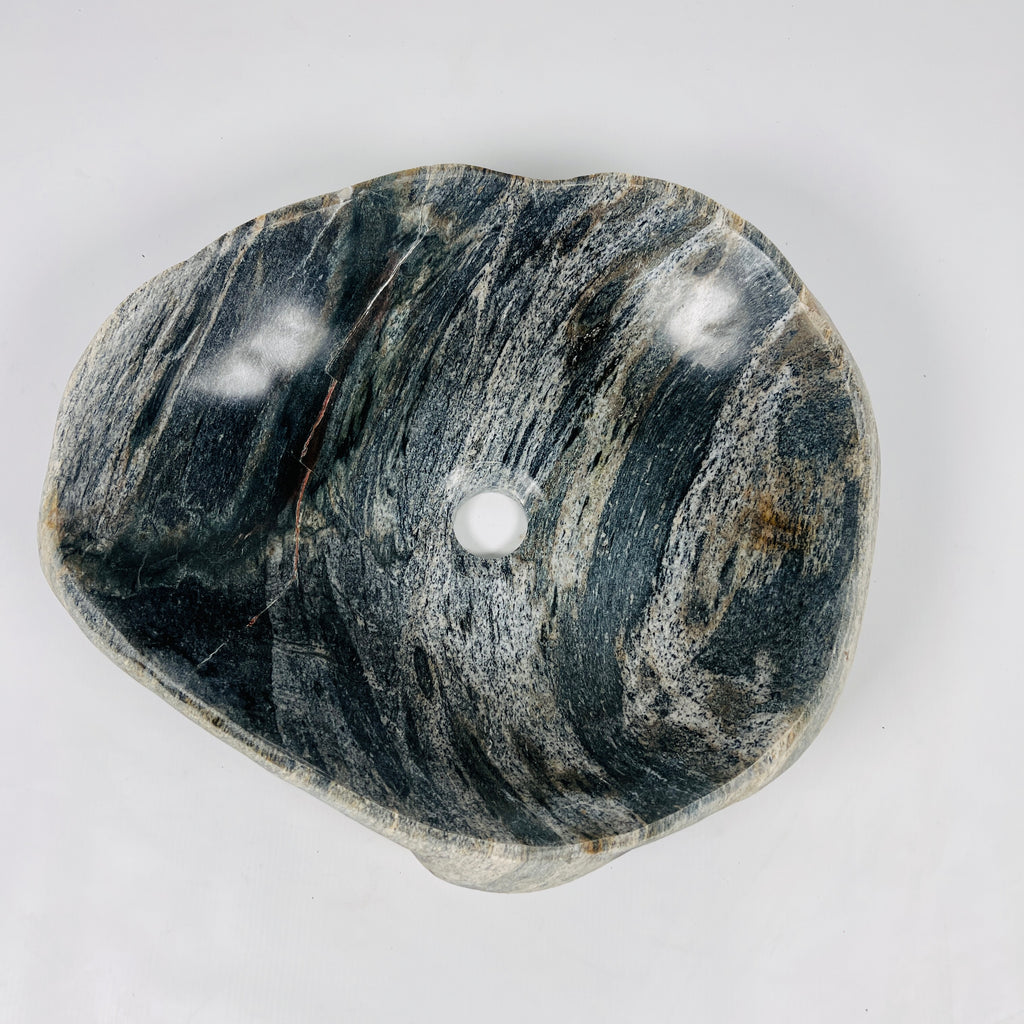 Black Streaked River Stone Sink