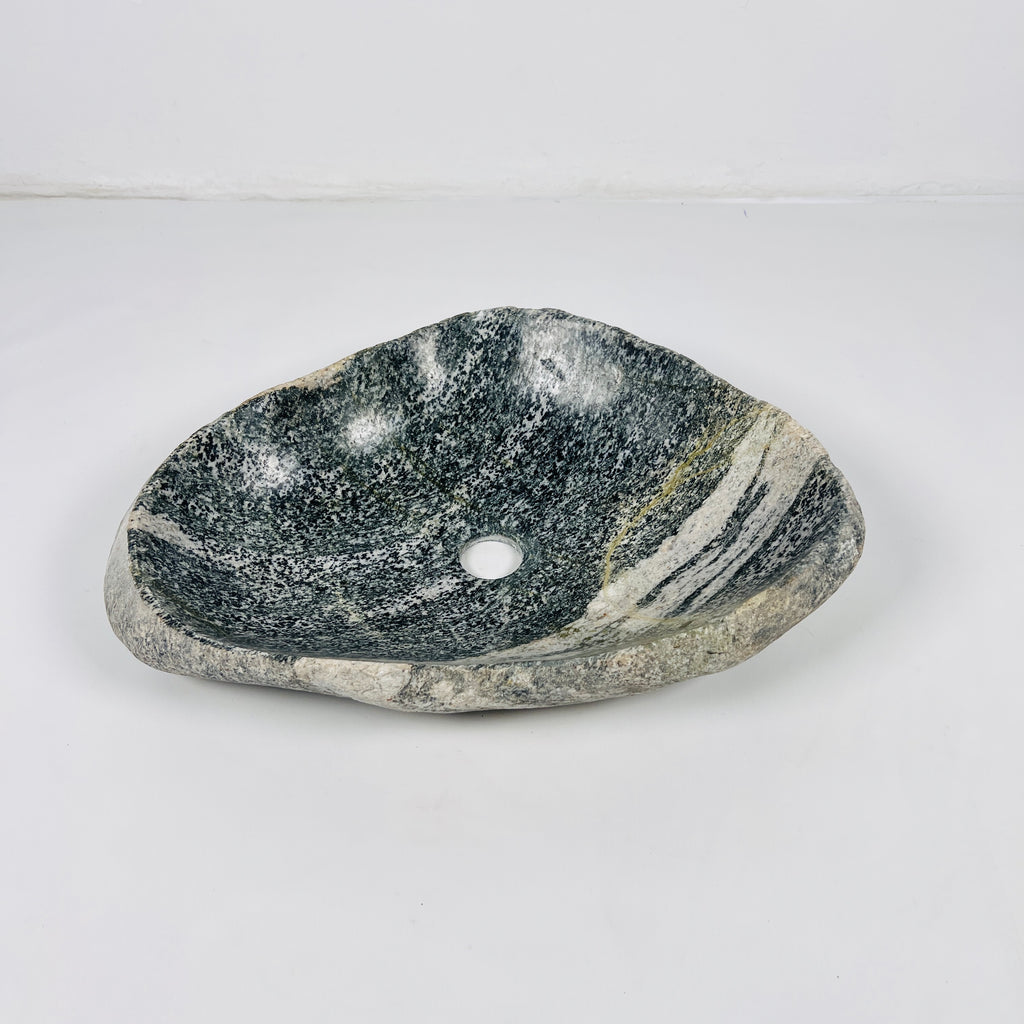 Black With White Streak River Stone Sink