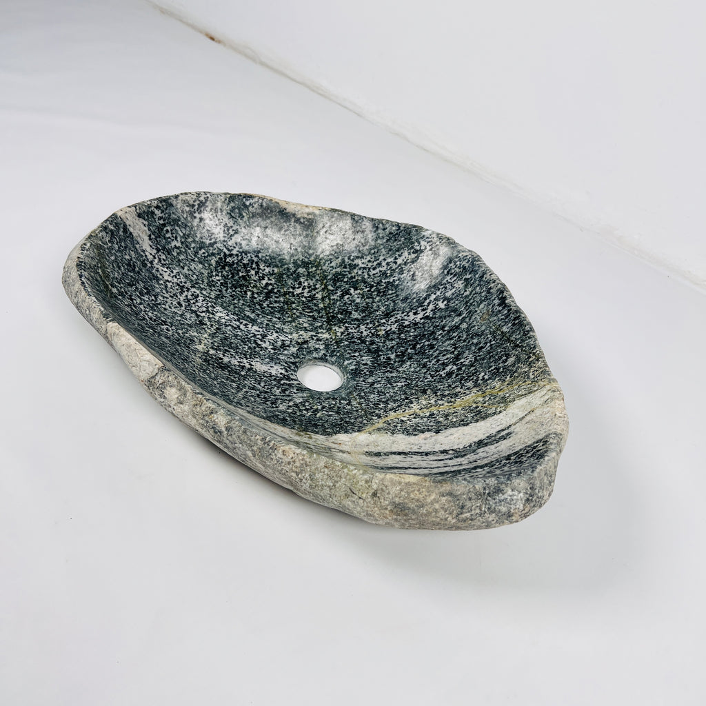 Black With White Streak River Stone Sink