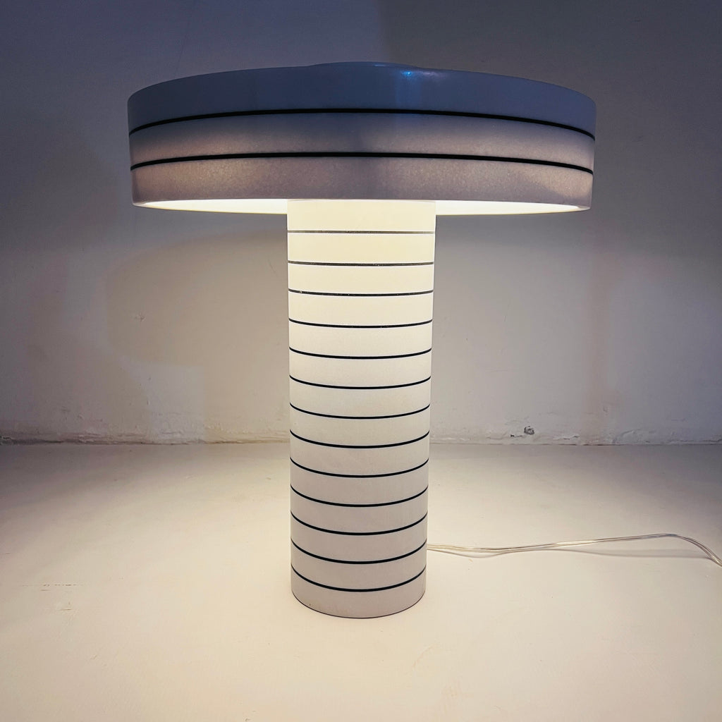 White & Black Pinstripe Table Lamp