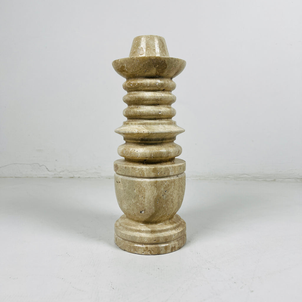 Tiered Light Travertine Candle Stand