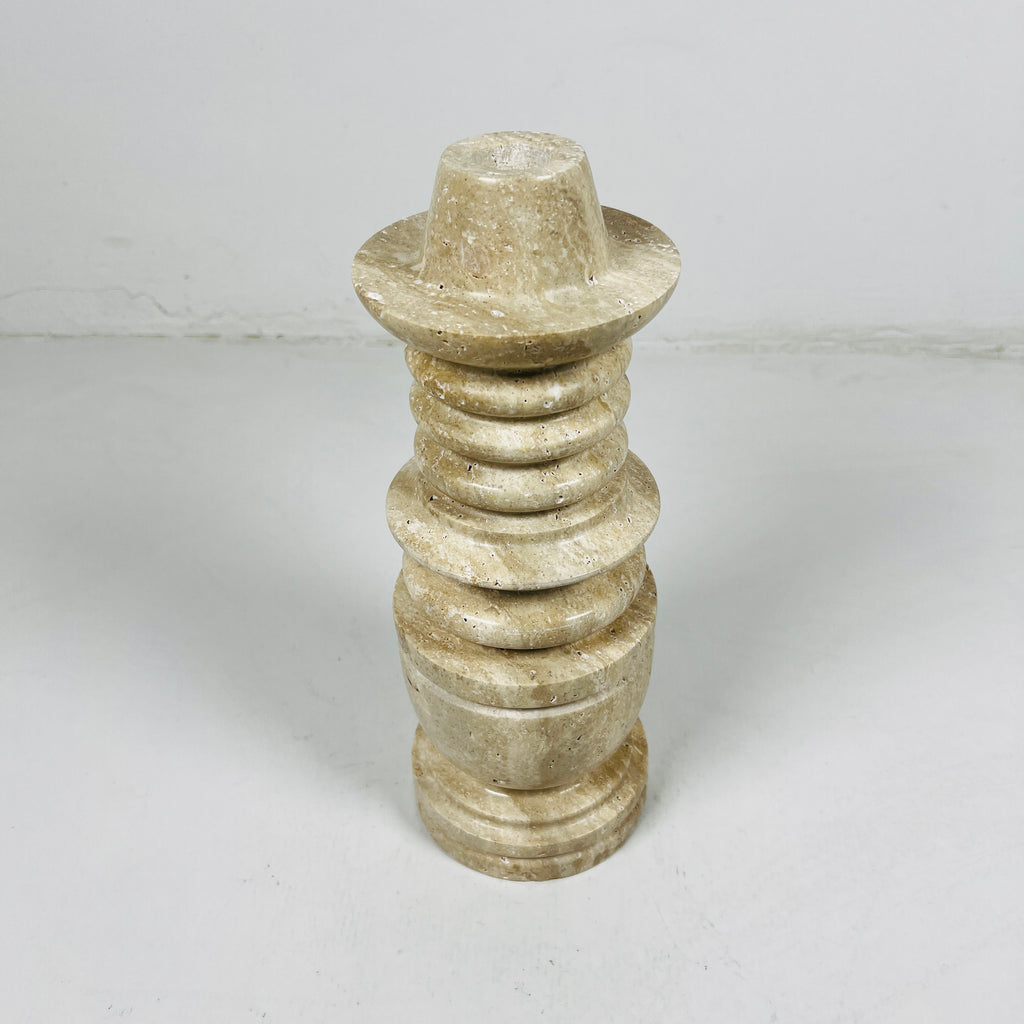 Tiered Light Travertine Candle Stand