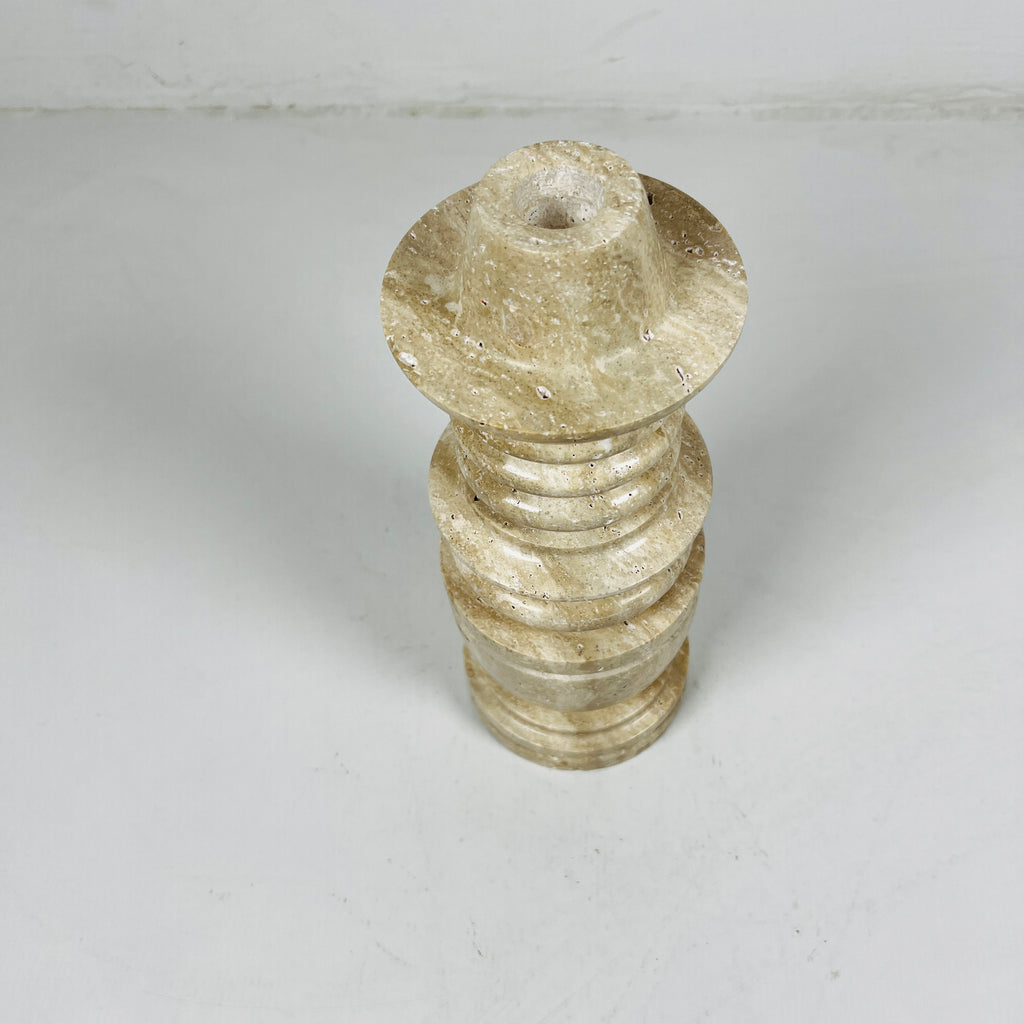 Tiered Light Travertine Candle Stand