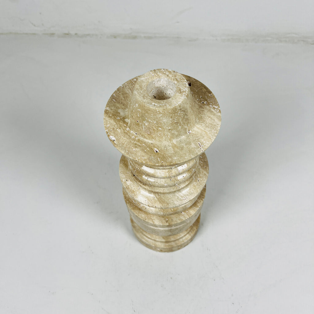 Tiered Light Travertine Candle Stand