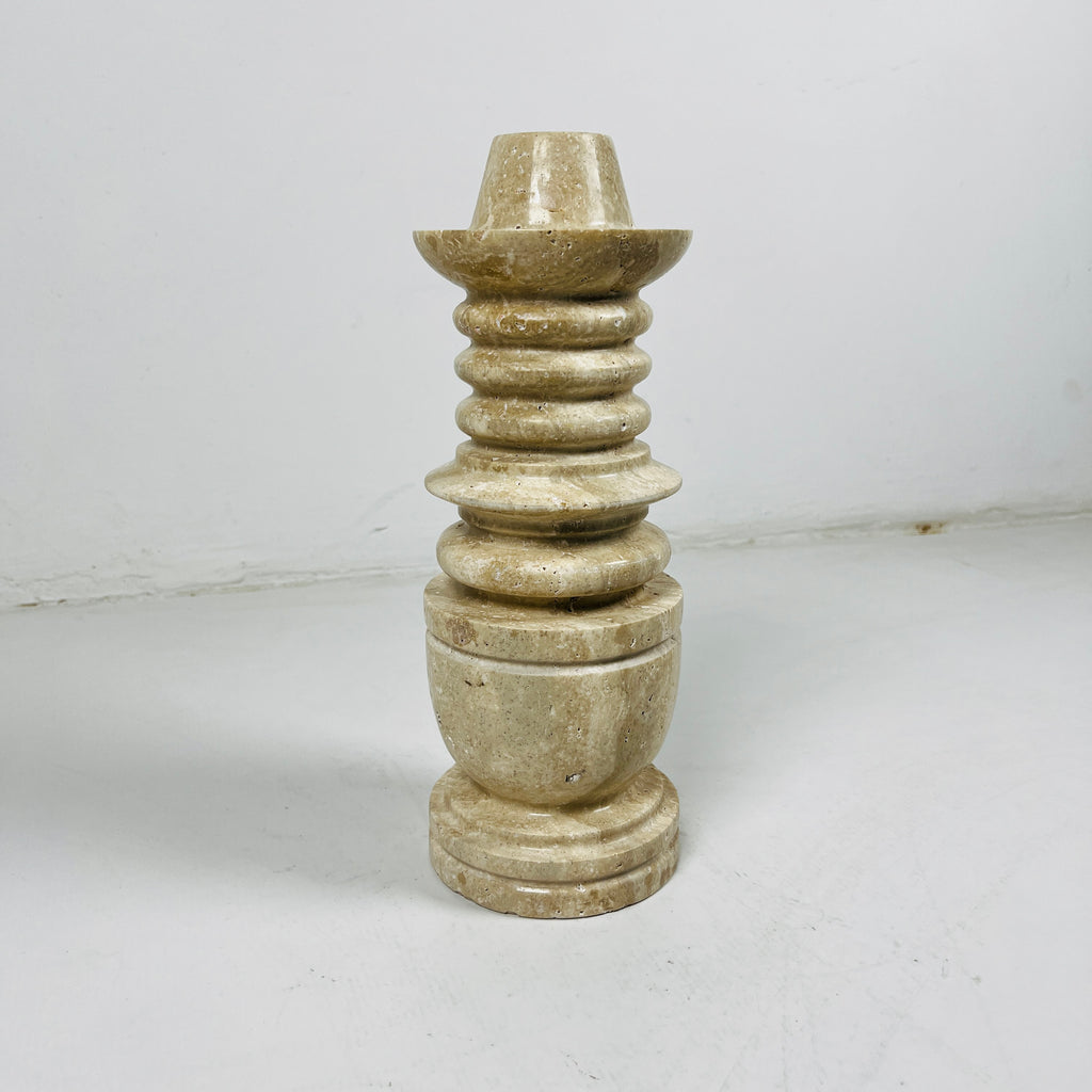 Tiered Light Travertine Candle Stand