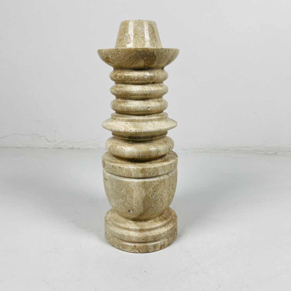 Tiered Light Travertine Candle Stand