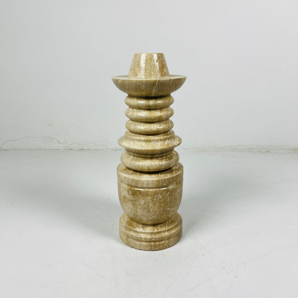 Tiered Travertine Candle Stand