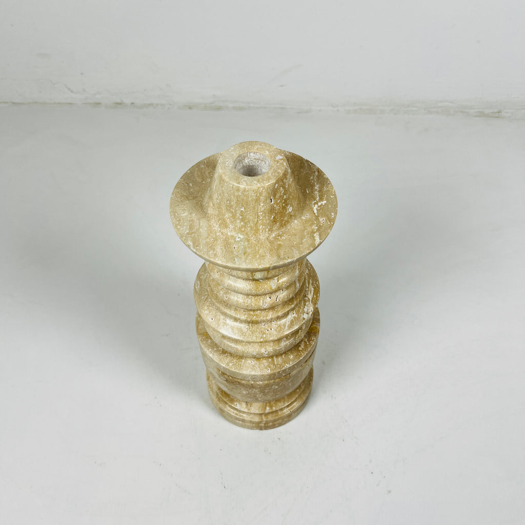 Tiered Travertine Candle Stand