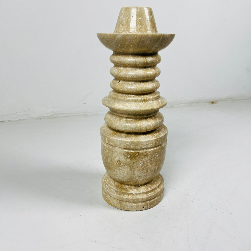 Tiered Travertine Candle Stand