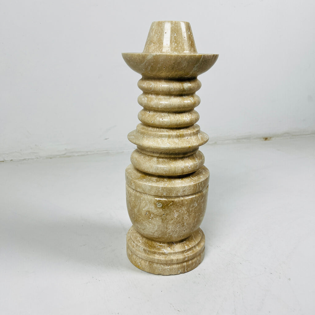 Tiered Travertine Candle Stand