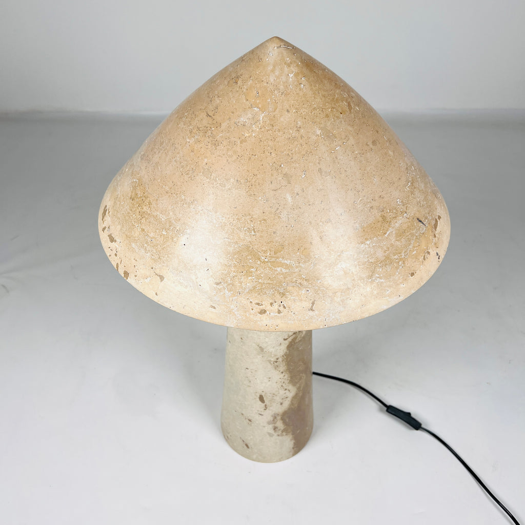 Cone-Head Travertine Table Lamp