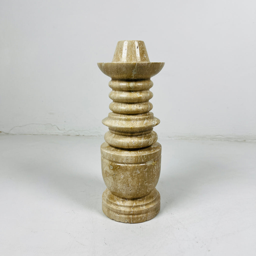 Tiered Travertine Candle Stand