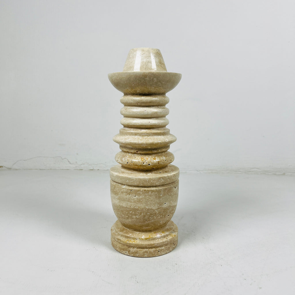 Tiered Light Travertine Candle Stand