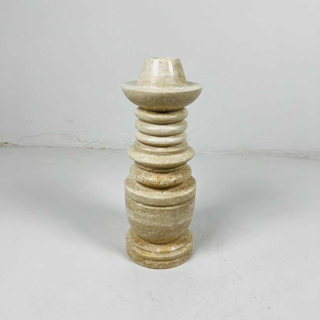 Tiered Light Travertine Candle Stand