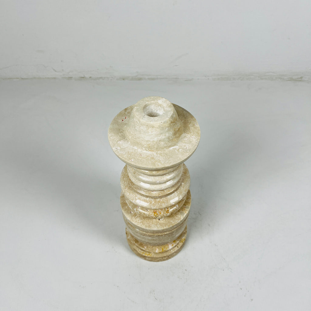 Tiered Light Travertine Candle Stand