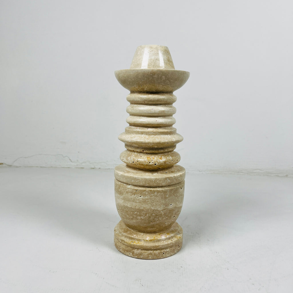 Tiered Light Travertine Candle Stand