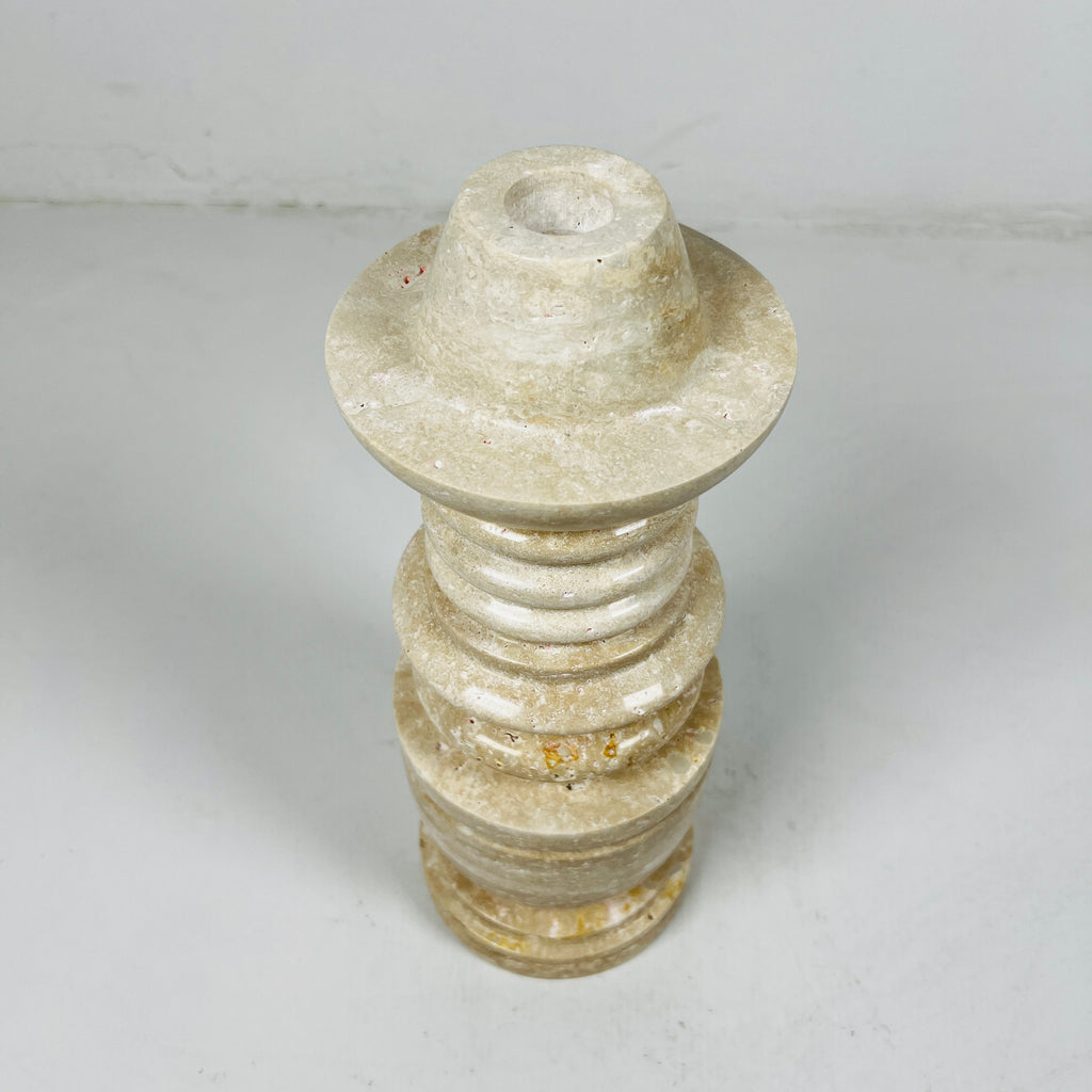 Tiered Light Travertine Candle Stand