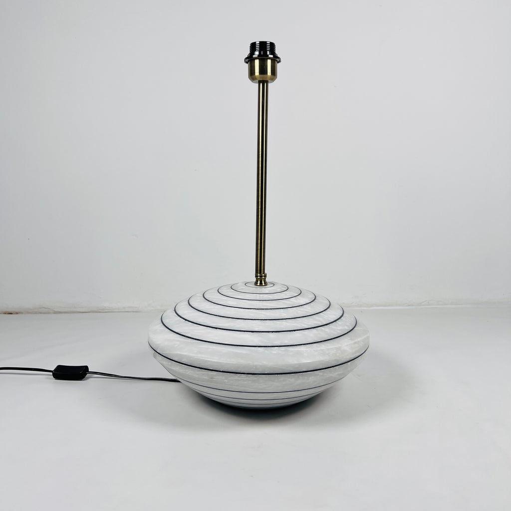 White and Black Lined Resort Table Lamp