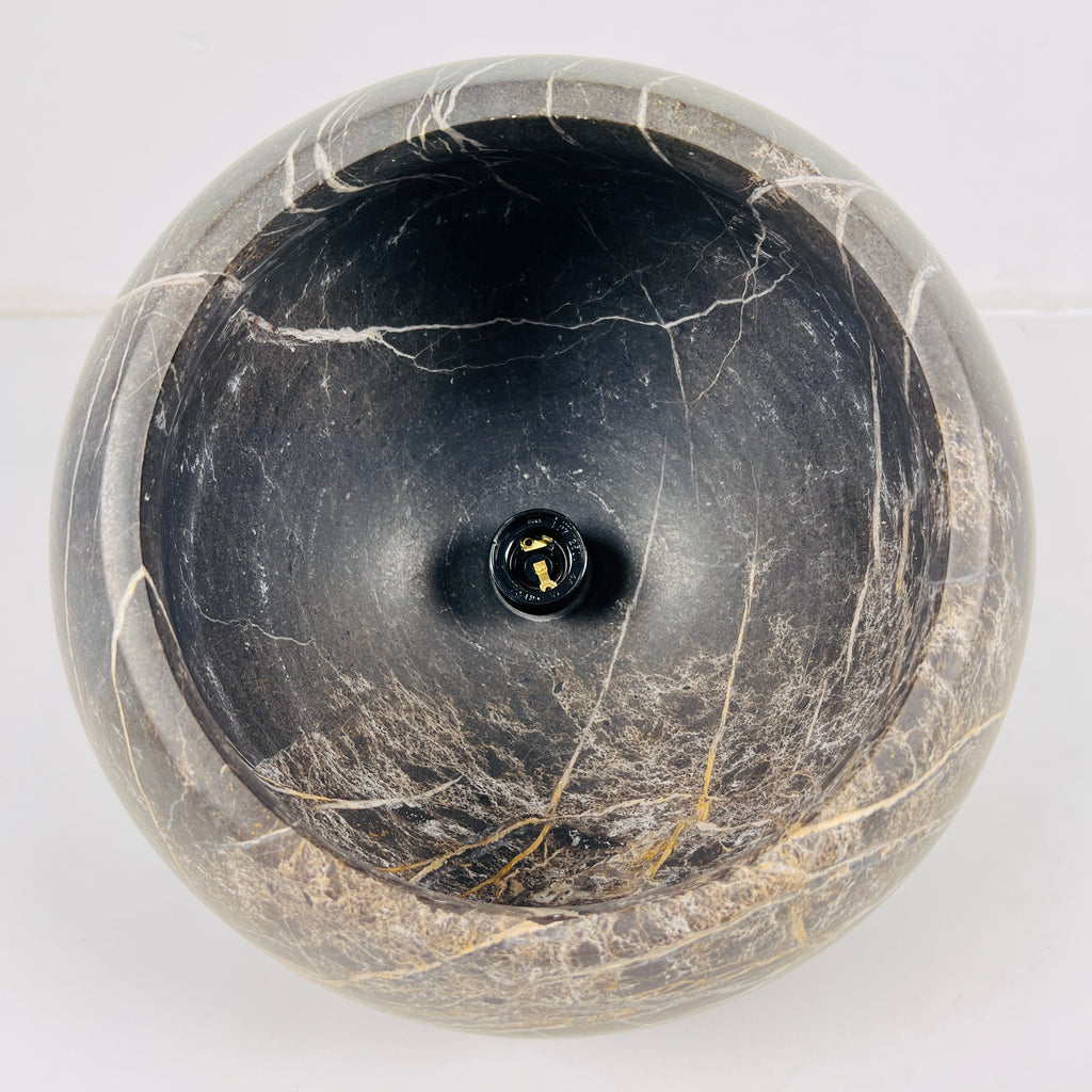 Semi Spherical Black with White Veins Table Lamp