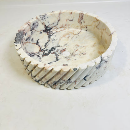 Twist Marble Basin - Red & White