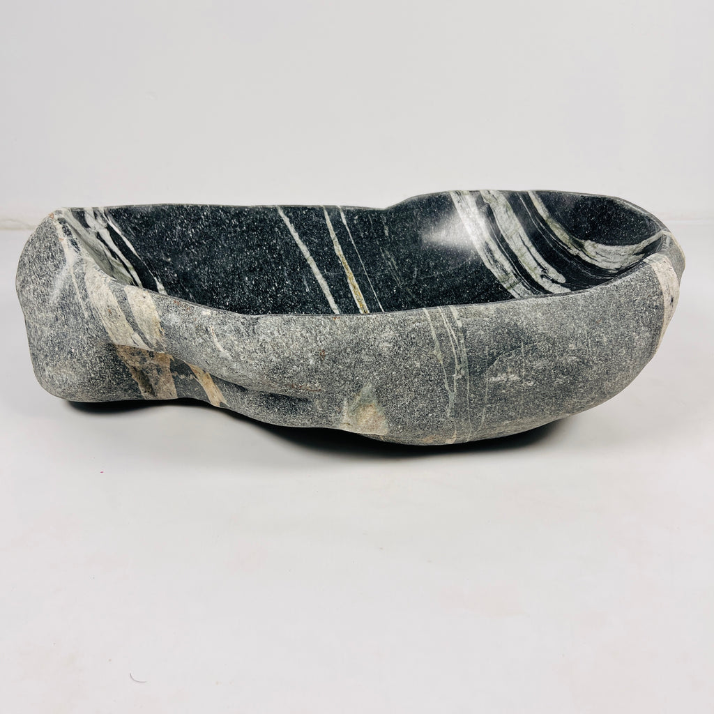 Black White Lined Glazed Stone Sink