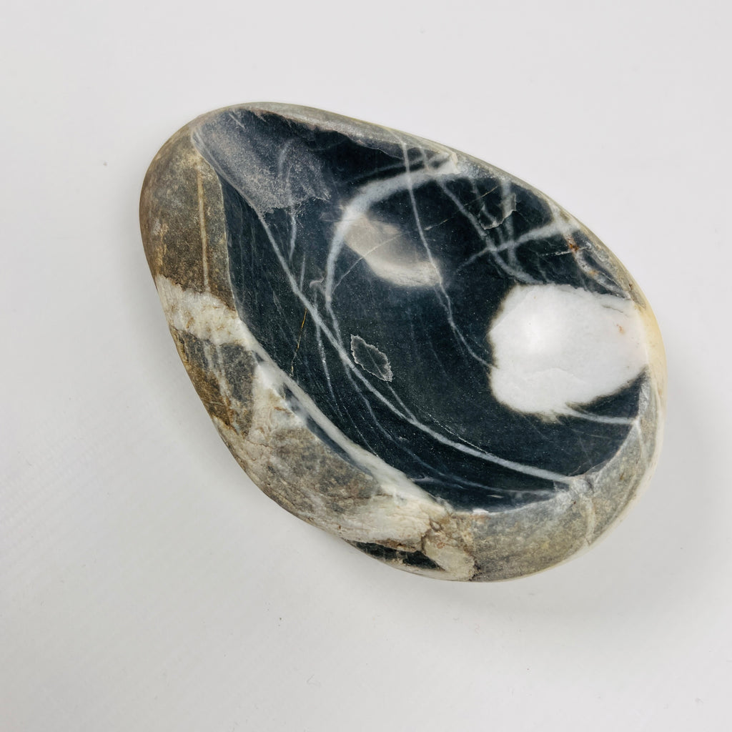 River Stone Deep Blue White Marked Ash Tray