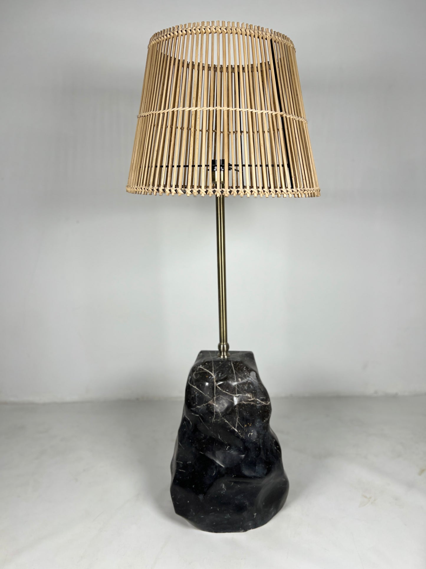Tall Stone Base Lamp - Black