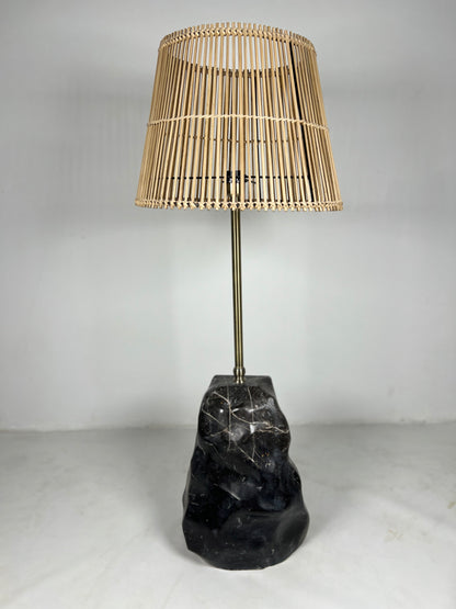 Tall Stone Base Lamp - Black