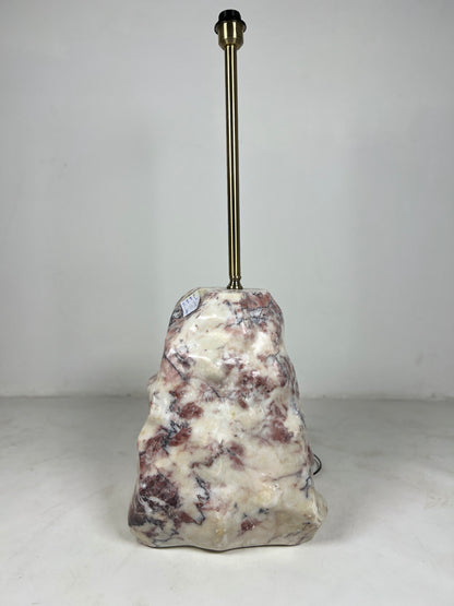 Tall Stone Base Lamp - Red & White
