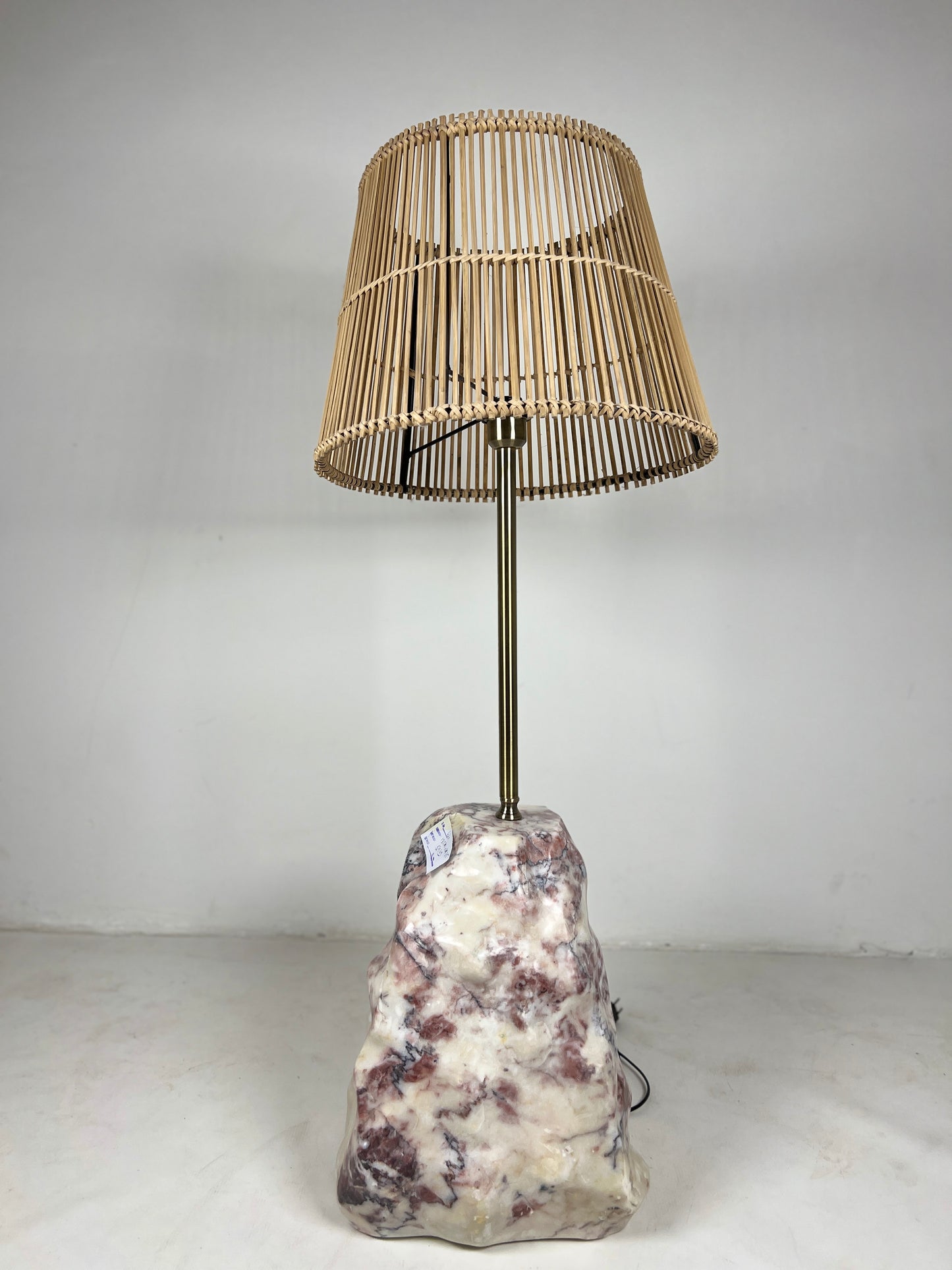 Tall Stone Base Lamp - Red & White