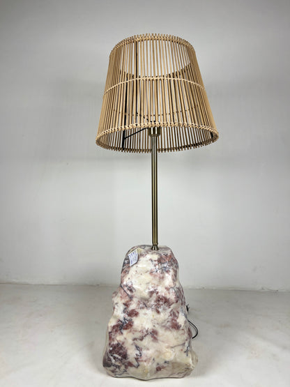 Tall Stone Base Lamp - Red & White