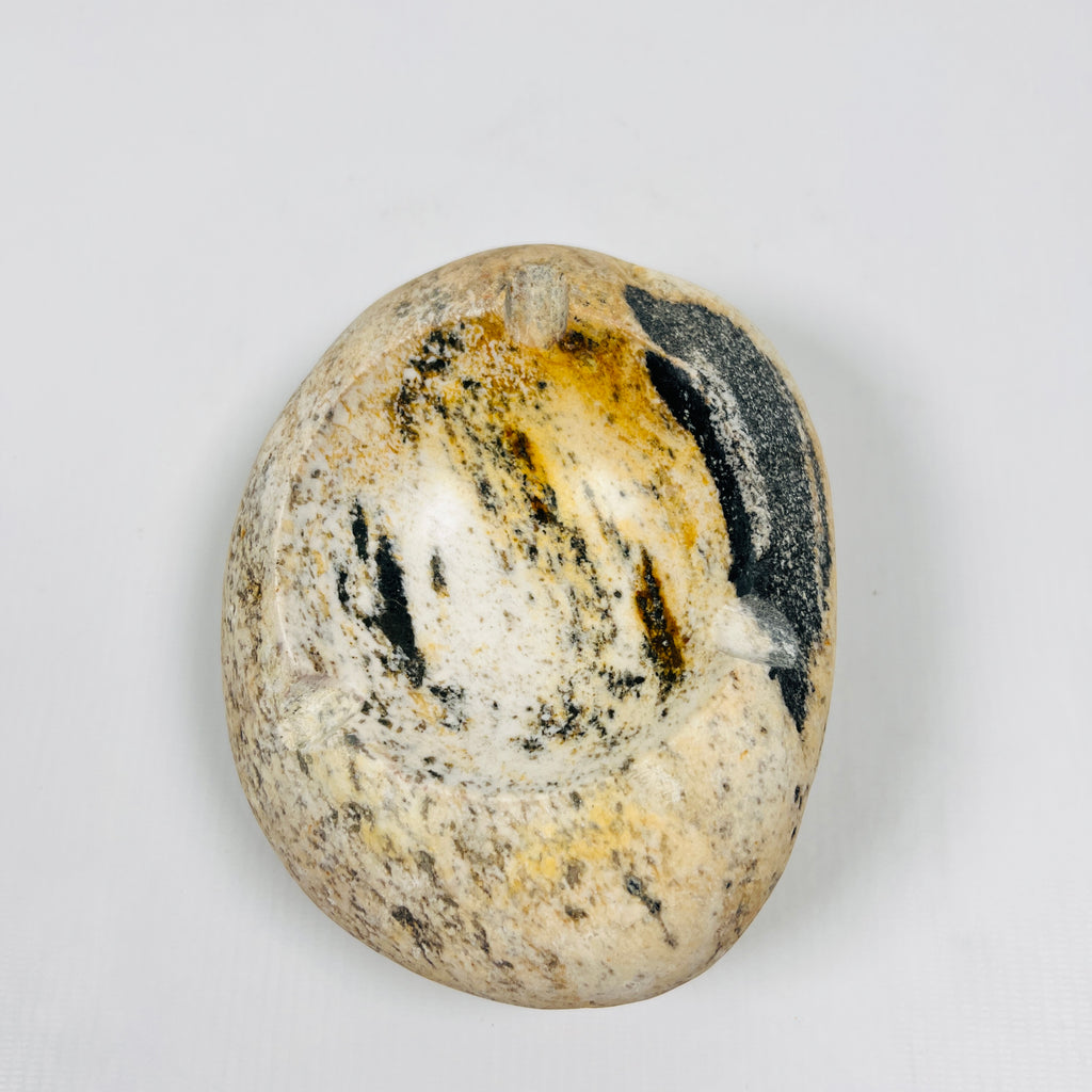 River Stone Eggshell Amber Marked Ash Tray