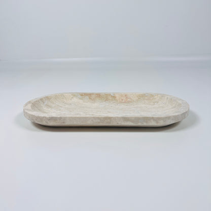 Travertine Oval Stroked Tray