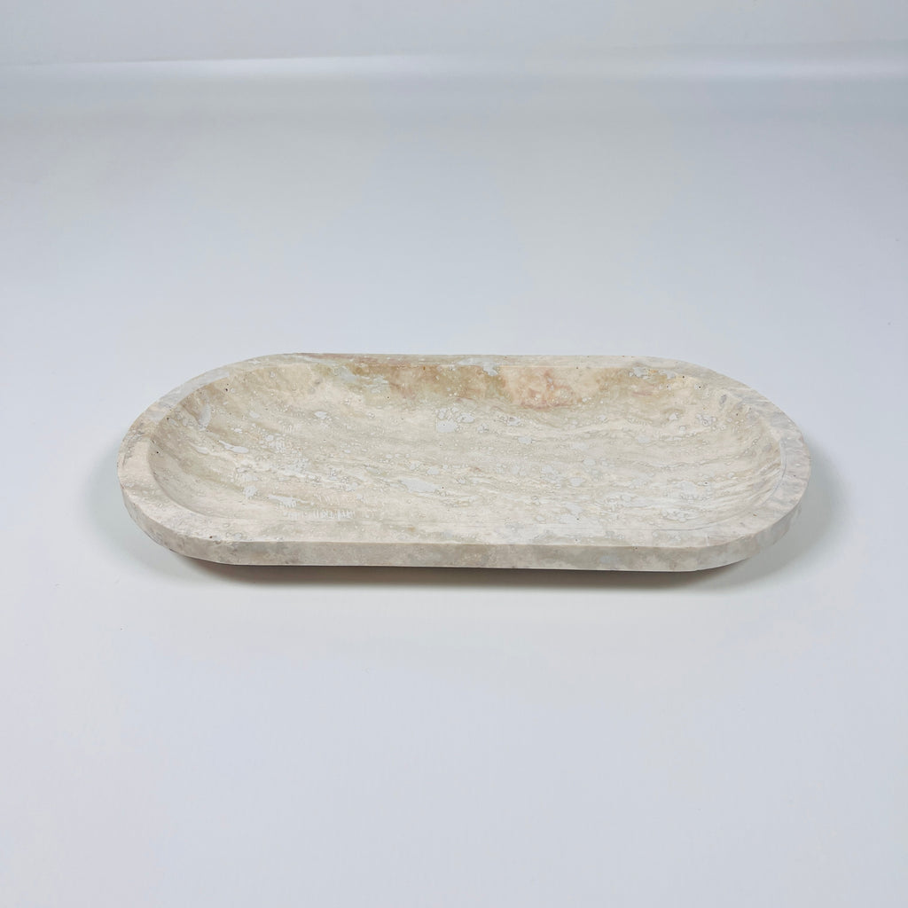 Travertine Oval Stroked Tray