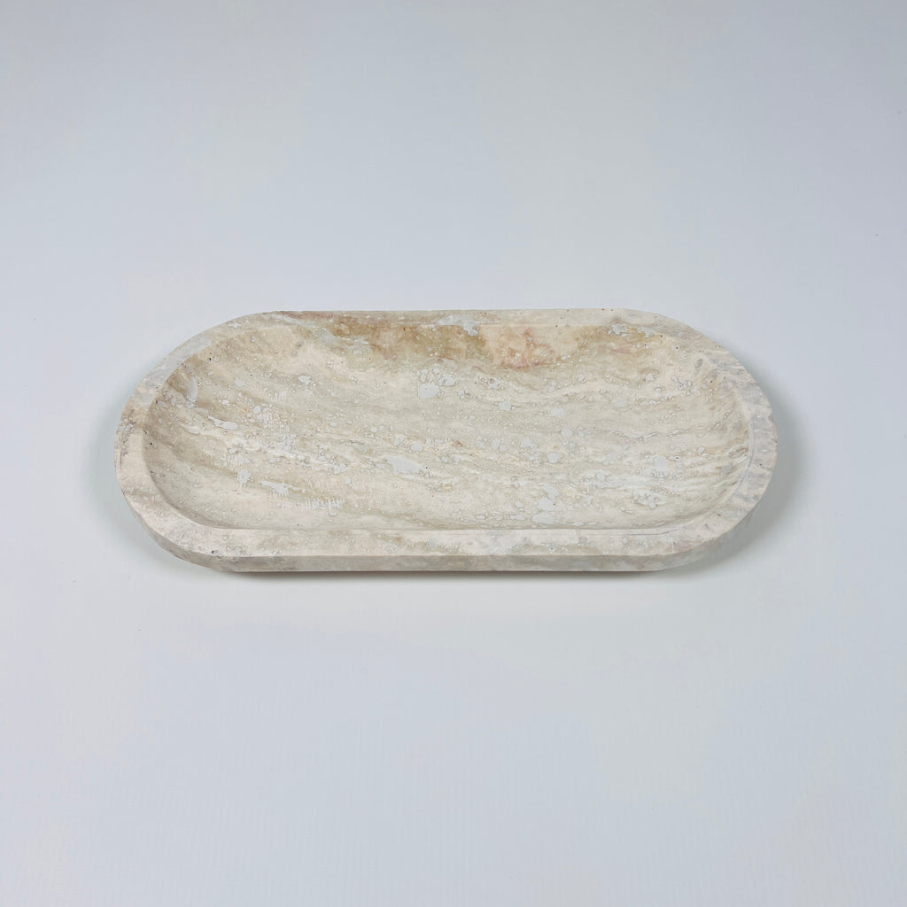 Travertine Oval Stroked Tray