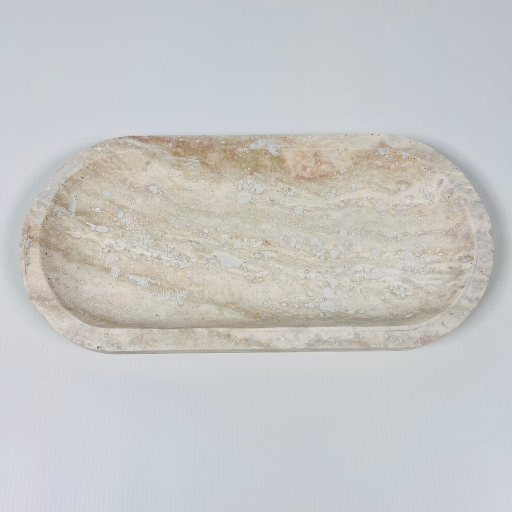 Travertine Oval Stroked Tray