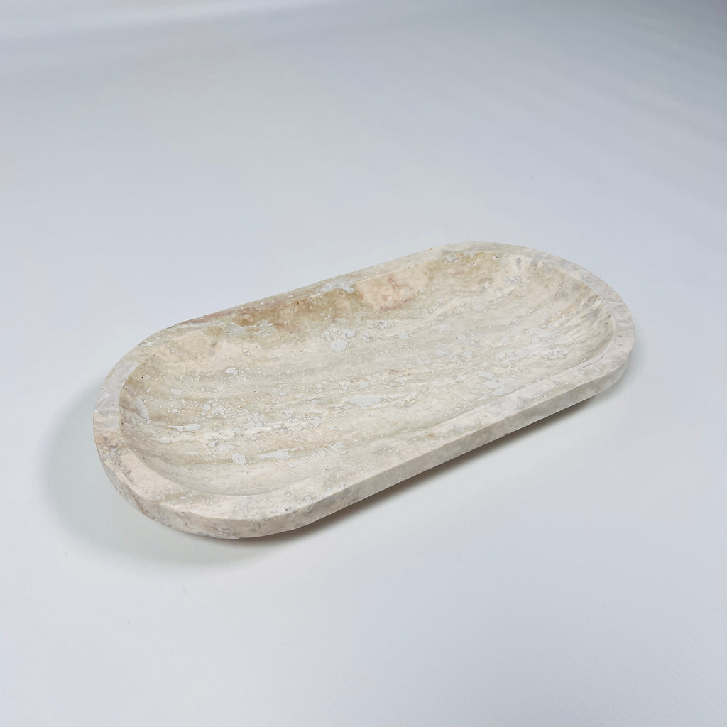 Travertine Oval Stroked Tray