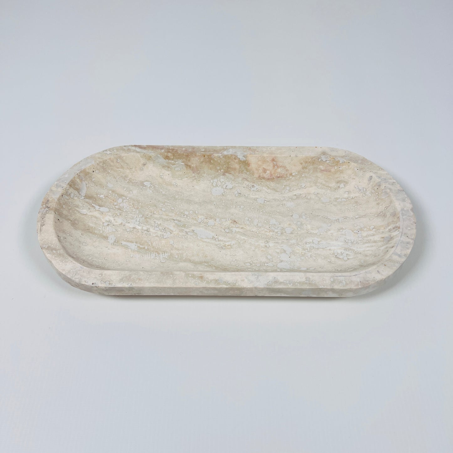 Travertine Oval Stroked Tray