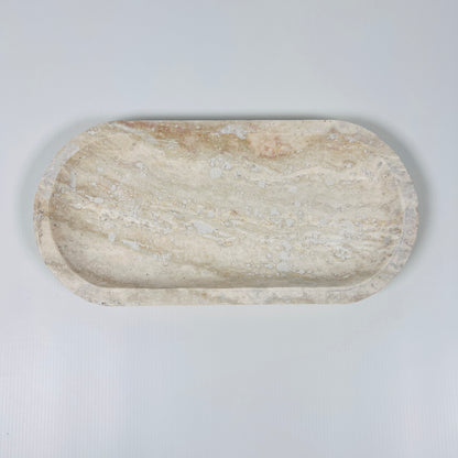 Travertine Oval Stroked Tray