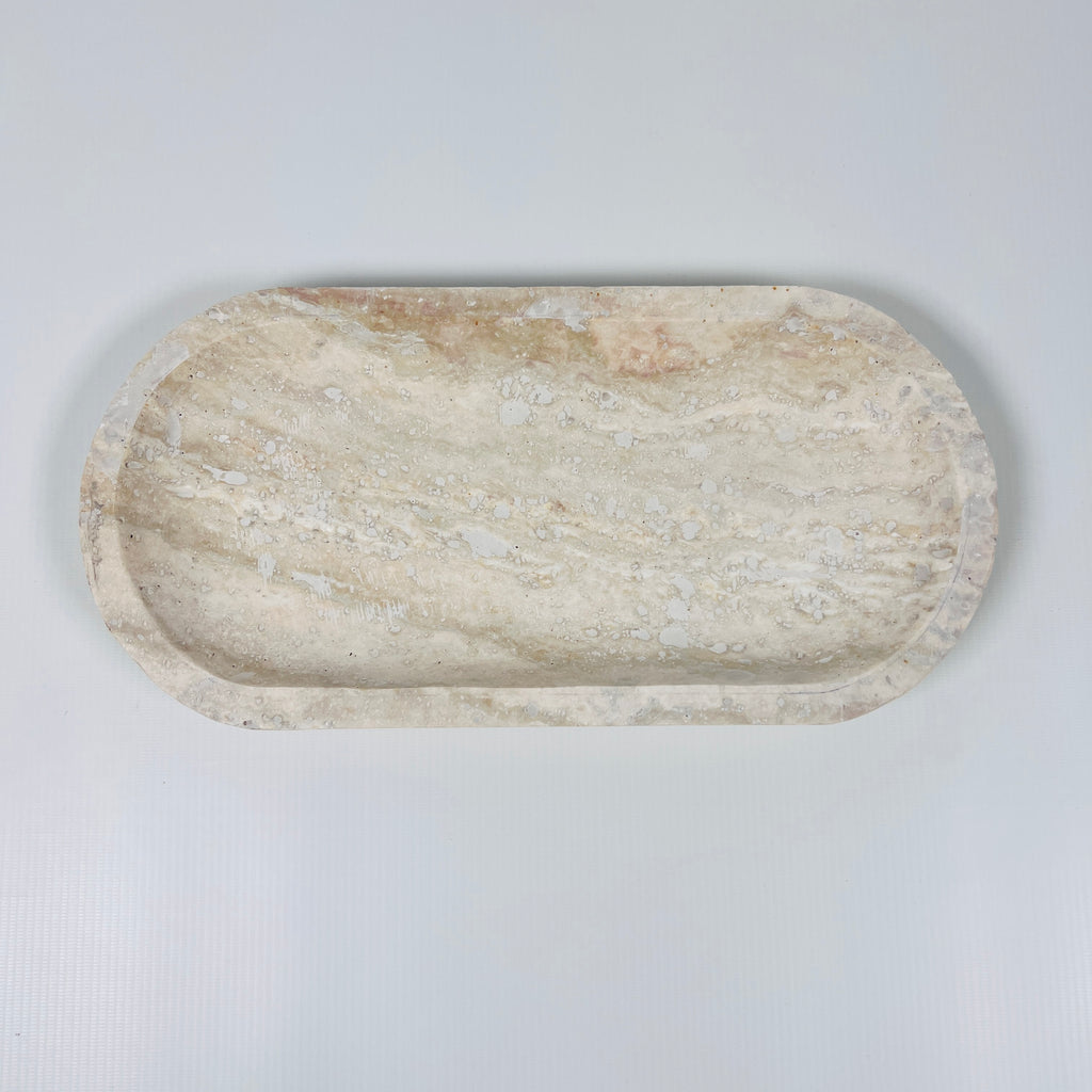 Travertine Oval Stroked Tray