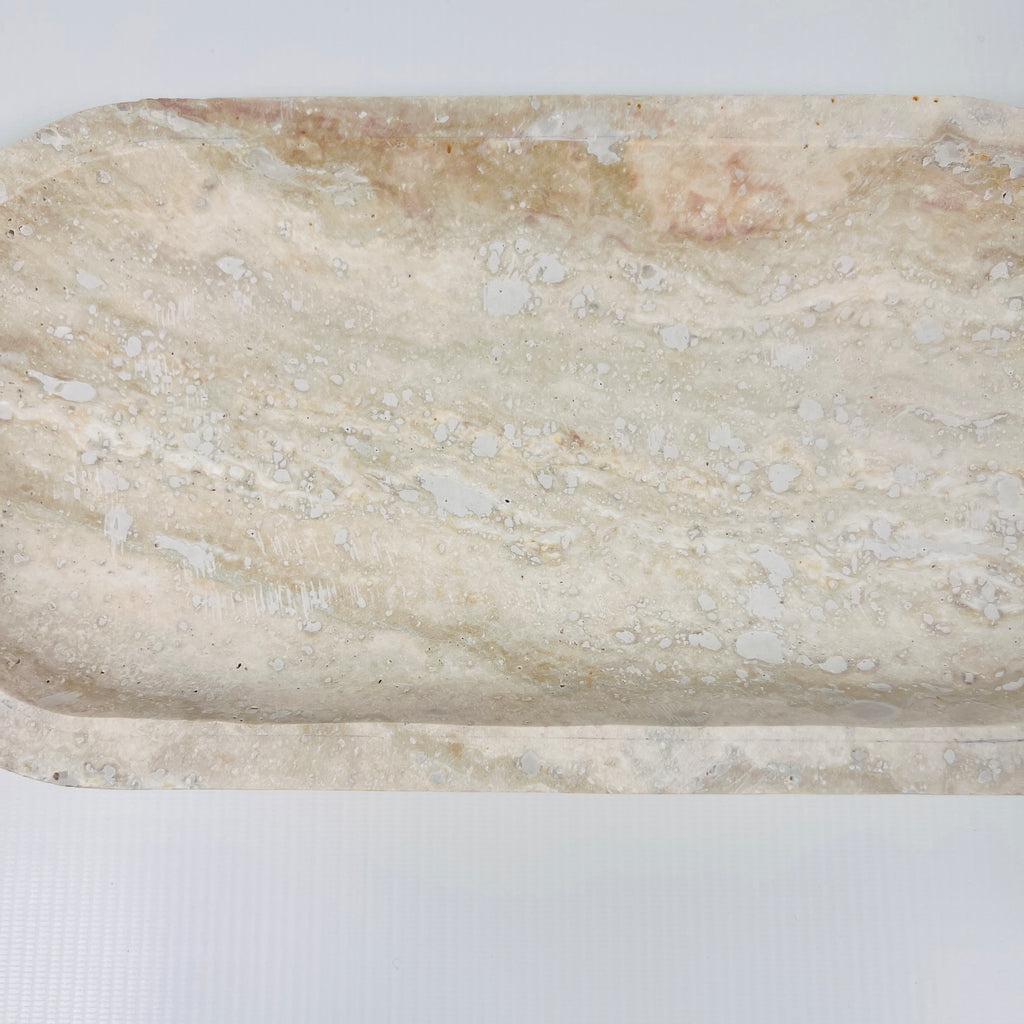 Travertine Oval Stroked Tray