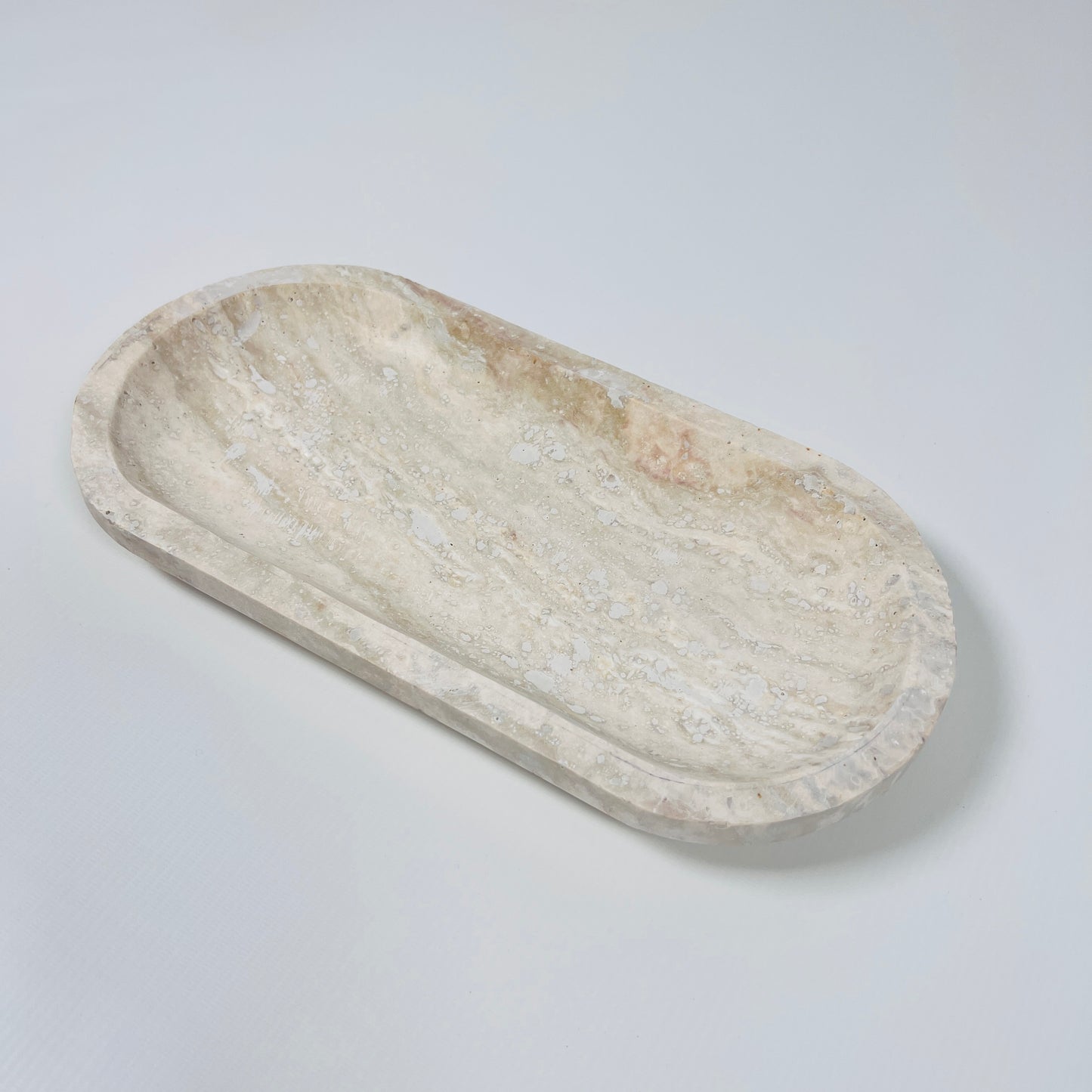 Travertine Oval Stroked Tray