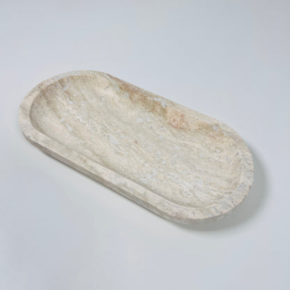 Travertine Oval Stroked Tray