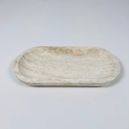 Travertine Oval Stroked Tray