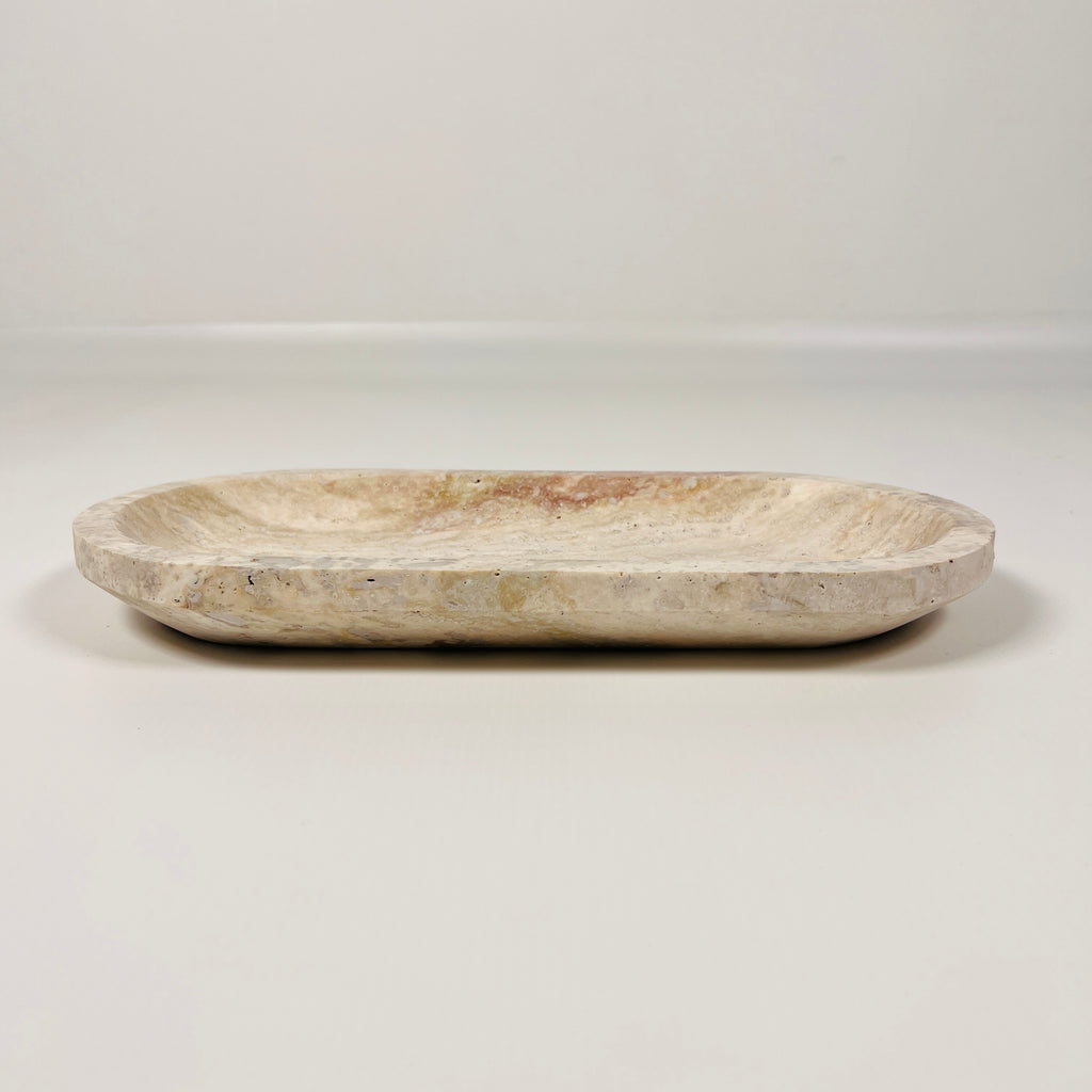 Travertine Oval Splotched Tray