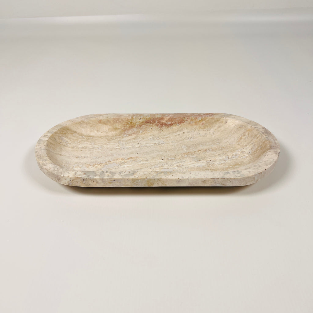 Travertine Oval Splotched Tray